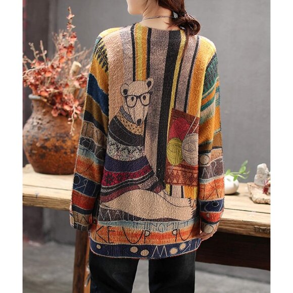 Women Christmas Sweater Graphic Printed Oversized Pullover Sweaters Casual Loose - Picture 3 of 5